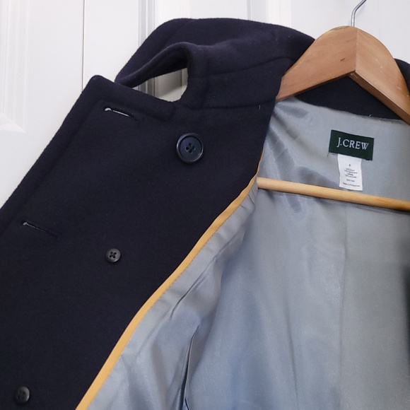 J. Crew Dark Blue Navy Double-Breasted Wool Pea Coat Women Size 6 - Picture 5 of 12
